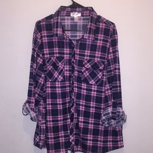Pink Plaid long Sleeved Button Down